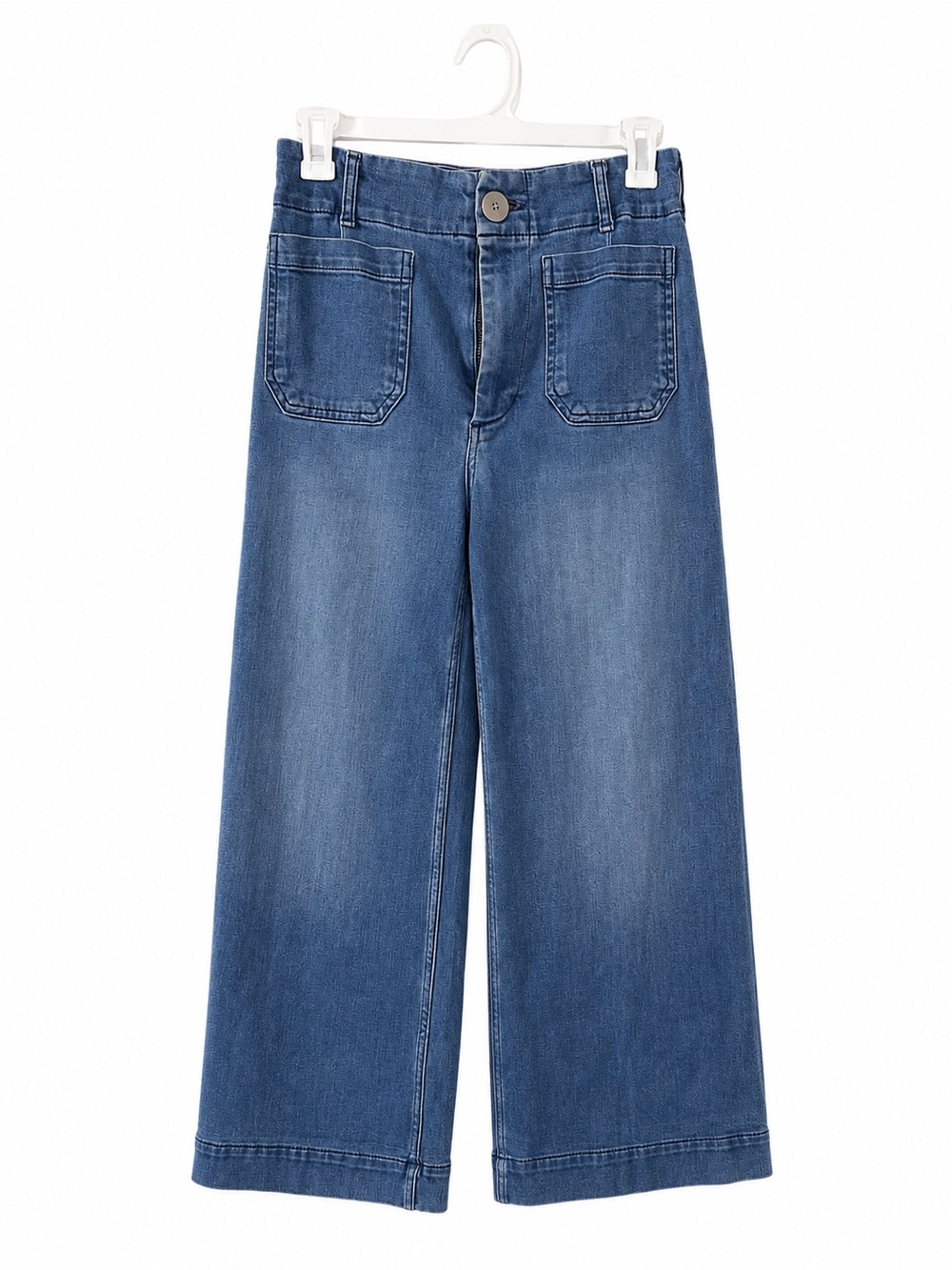 Maeve Cropped Wide Leg Blue Denim Wash